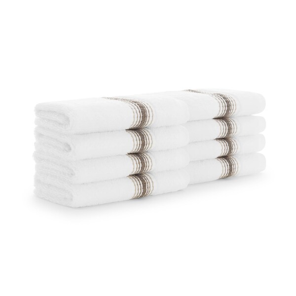 Monarch Brands Turkish Washcloths, 13in x 13in, Striped , Sand, 8PK PNP-WC-STT-1313-1-75-SND - main